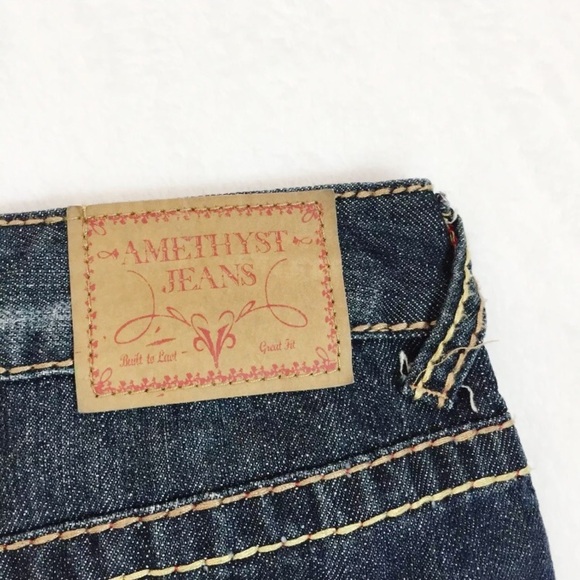 Amethyst Y2K vtg low rise distressed denim mini skirt Jrs 5 - Picture 6 of 10